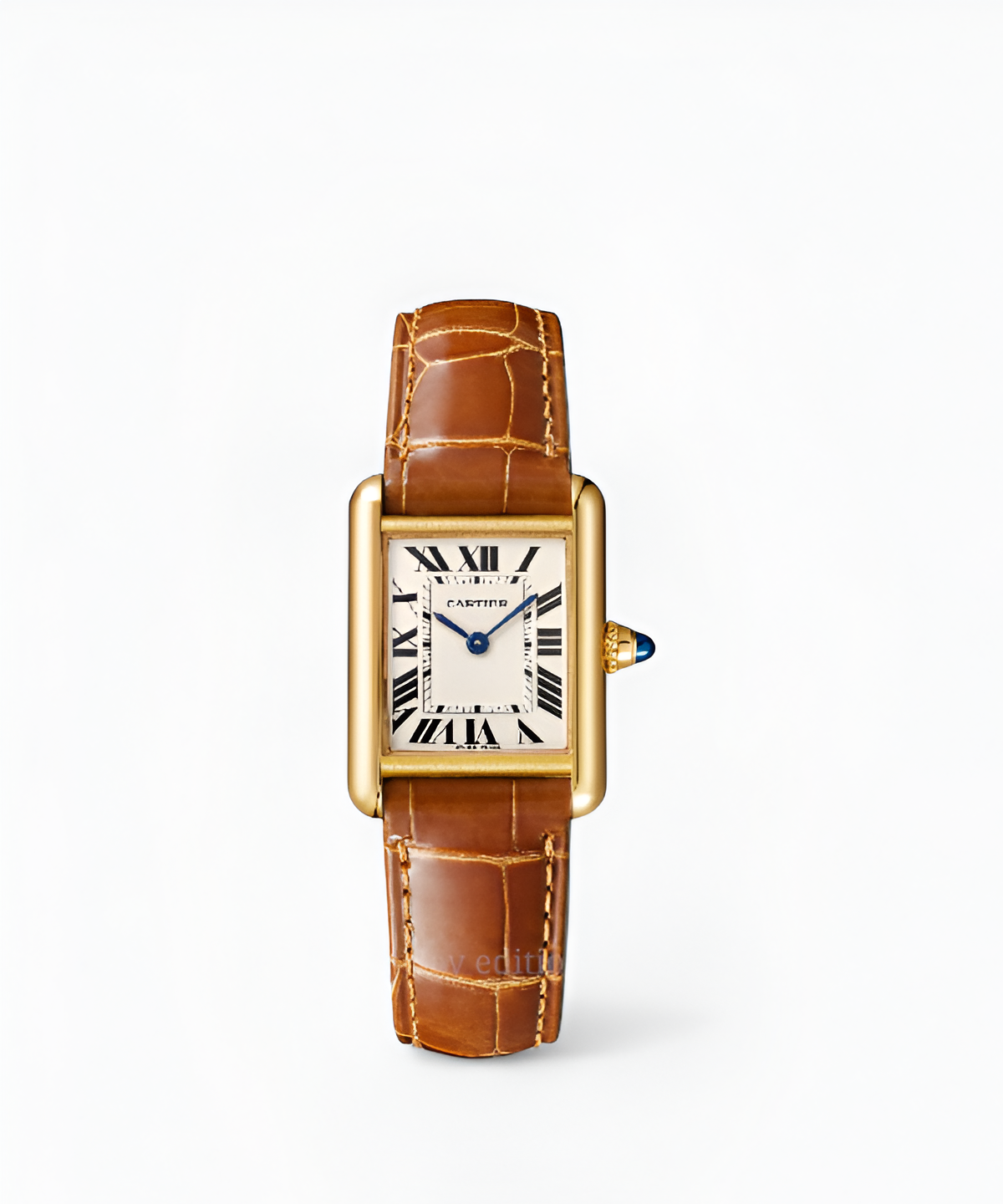 까르띠에 탱크 루이 옐로우골드 브라운 가죽 스트랩 클래식 사각 시계