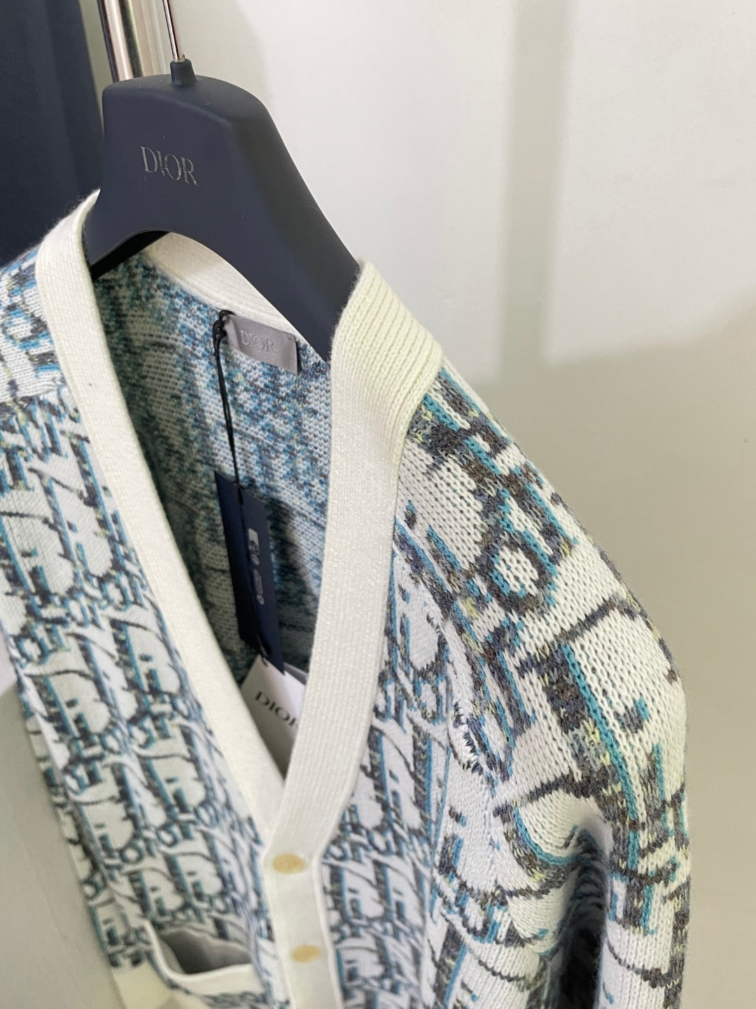 디올 오블리크 버진 울 자카드 가디건