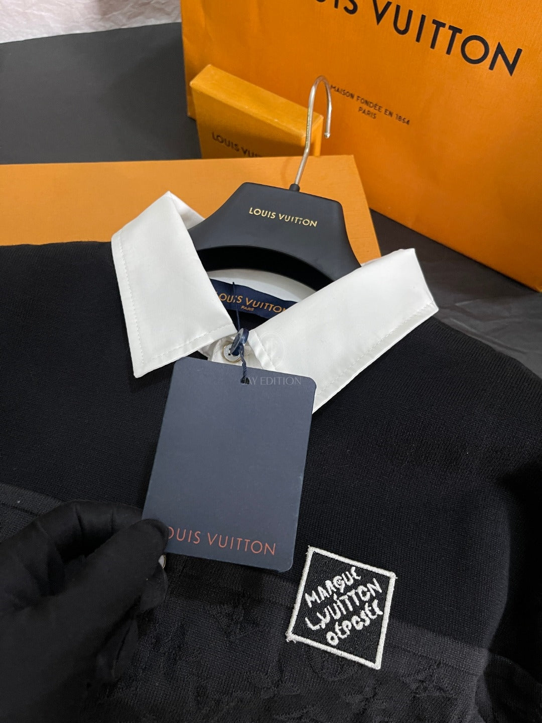 루이비통 모노그램 자카드 롱 슬리브 폴로 셔츠