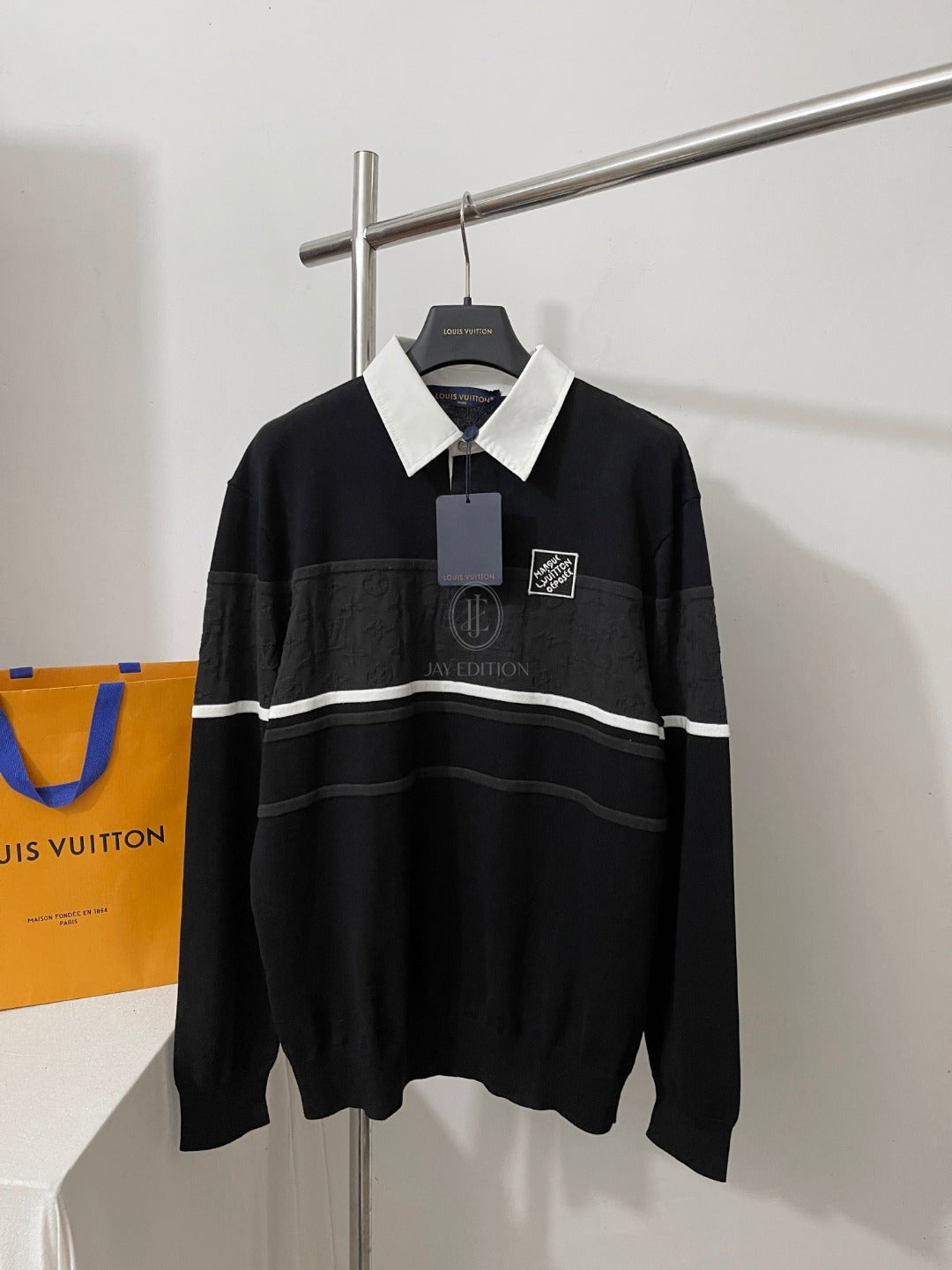 루이비통 모노그램 자카드 롱 슬리브 폴로 셔츠