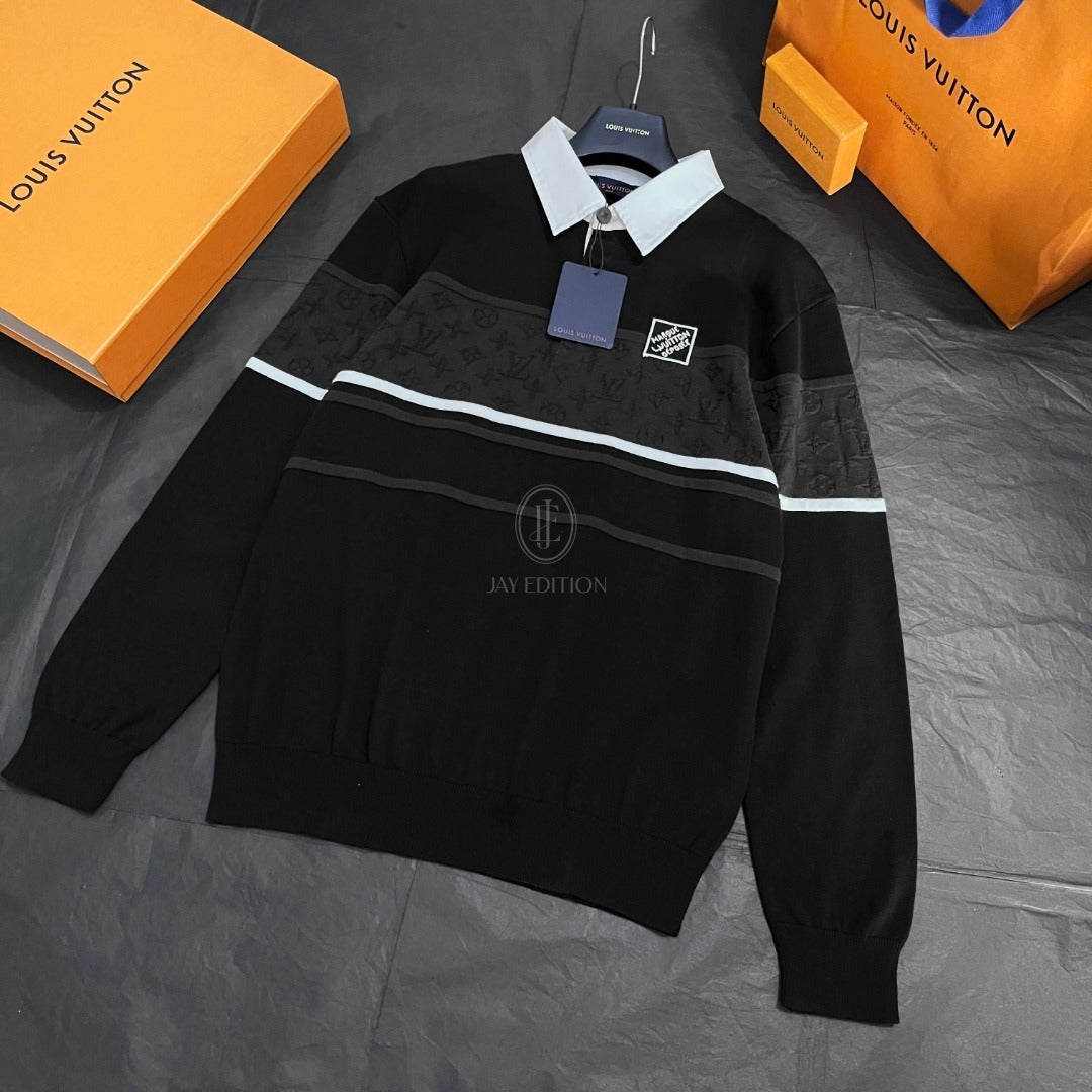 루이비통 모노그램 자카드 롱 슬리브 폴로 셔츠