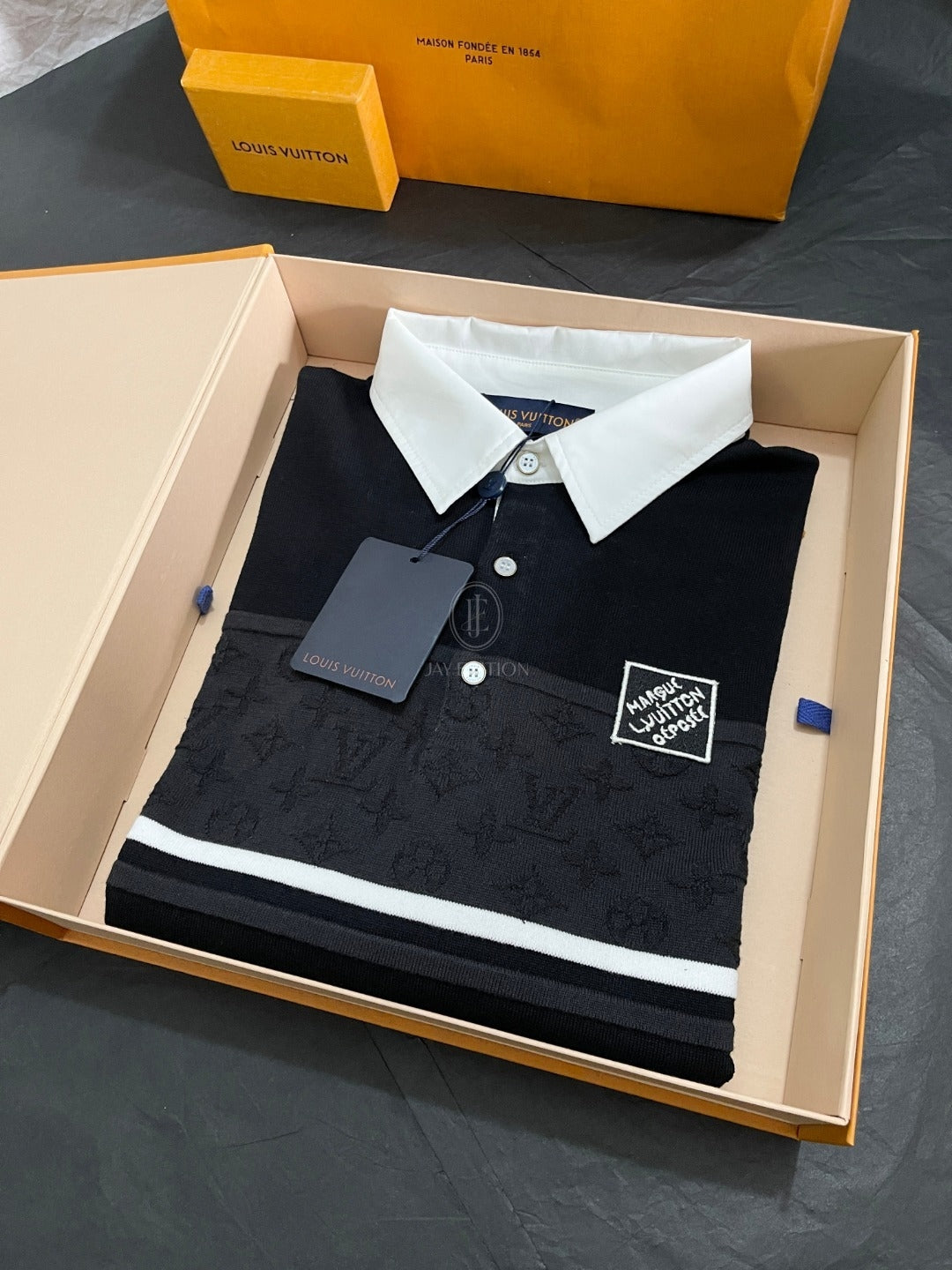 루이비통 모노그램 자카드 롱 슬리브 폴로 셔츠
