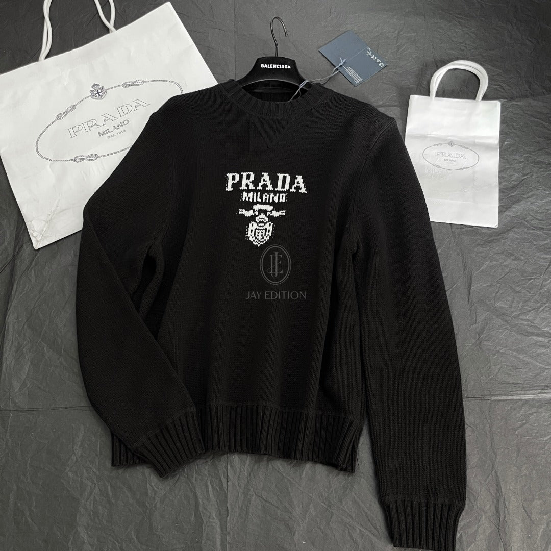 프라다 울 캐시미어 크로우 넥 니트 스웨터