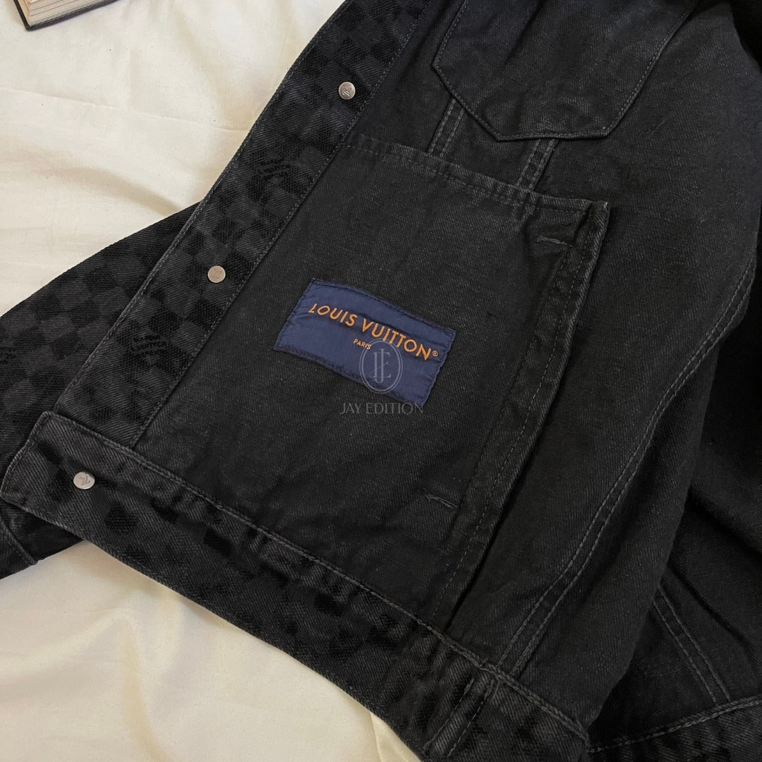 루이비통 플록드 다미에 데님 드러커 자켓