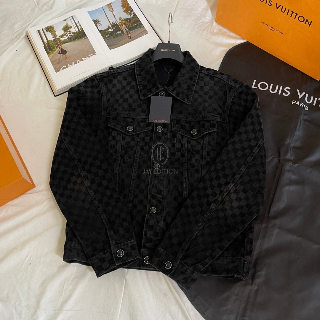루이비통 플록드 다미에 데님 드러커 자켓