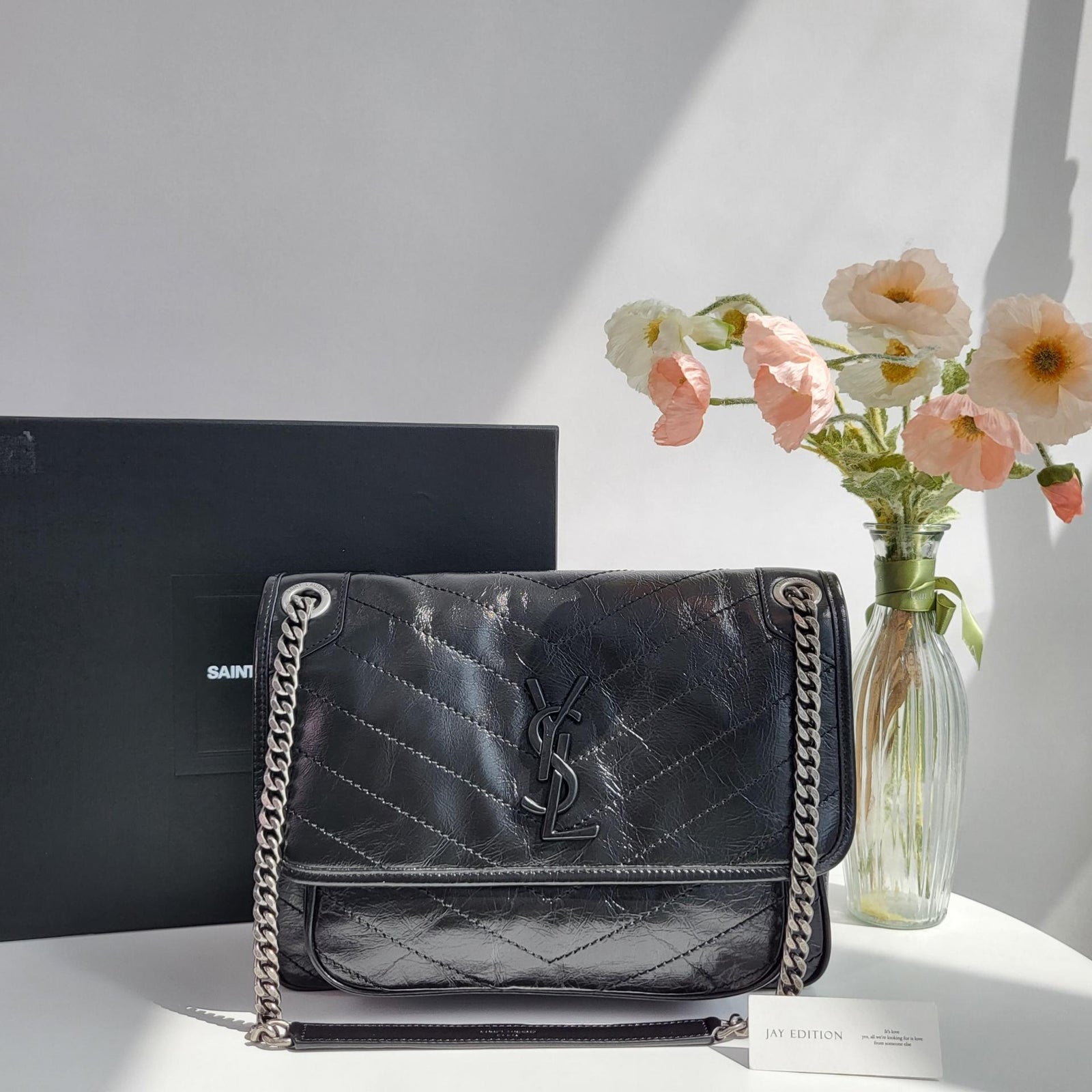 생로랑 니키백 미디움 빈티지 레더