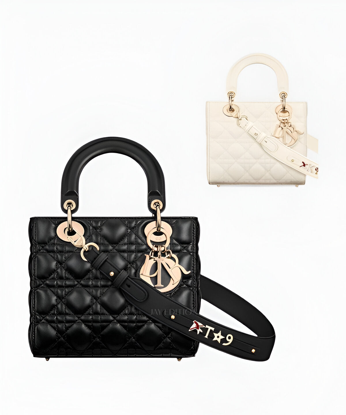 디올 레이디백 스몰 퀼팅 가죽 골드 참 디테일 숄더 스트랩 포함