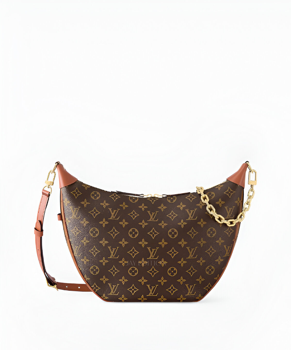 루이비통 모노그램 루프 호보백 모노그램 캔버스와 반달형 실루엣, LV 골드 톤 지퍼 풀러가 돋보이는 세련된 호보 스타일 숄더백
