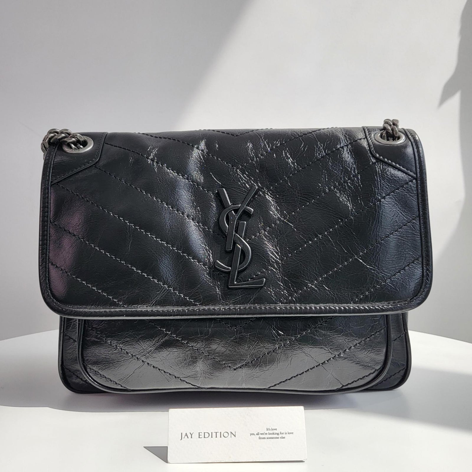 생로랑 니키백 미디움 빈티지 레더