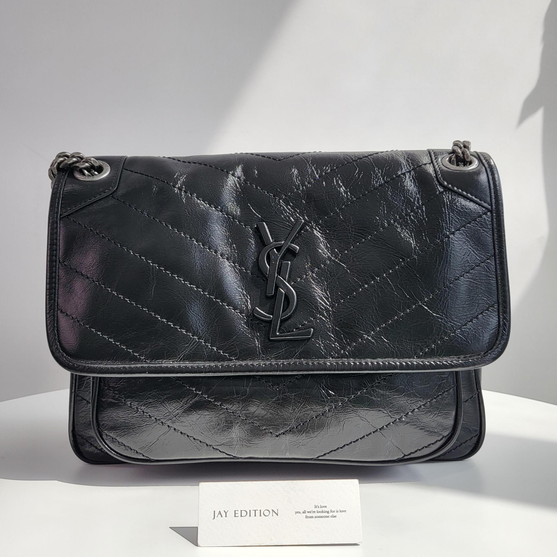 생로랑 니키백 미디움 빈티지 레더