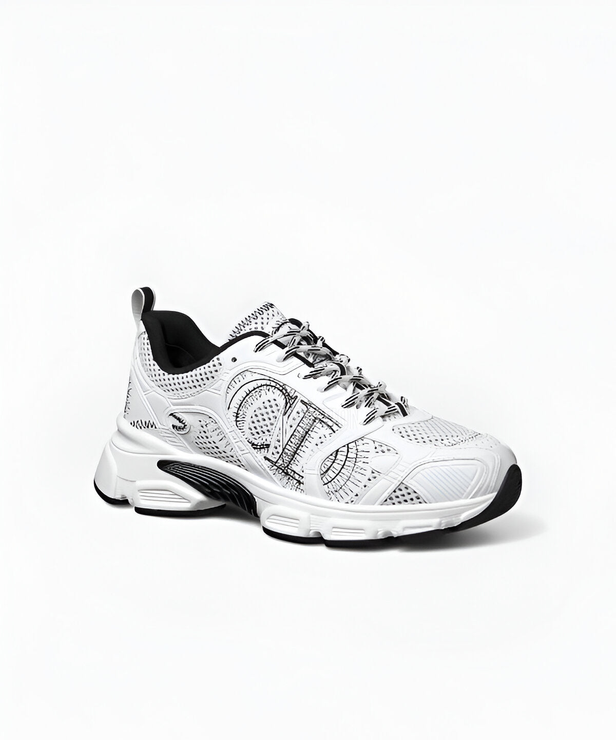 디올 크로노 스니커즈 화이트와 네이비 배색이 돋보이는 스포티한 럭셔리 스니커즈