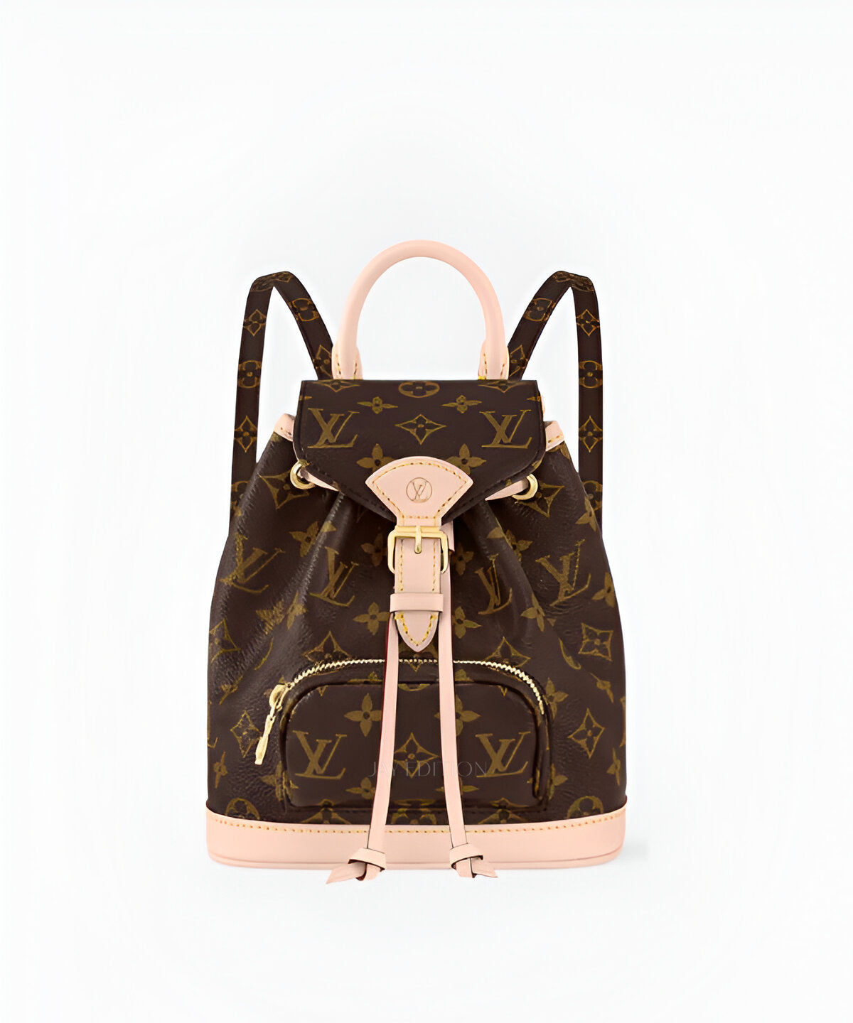 루이비통 몽수리 백팩 미니 모노그램 캔버스와 가죽 플랩, 드로스트링 여밈이 어우러진 컴팩트한 사이즈의 미니 백팩