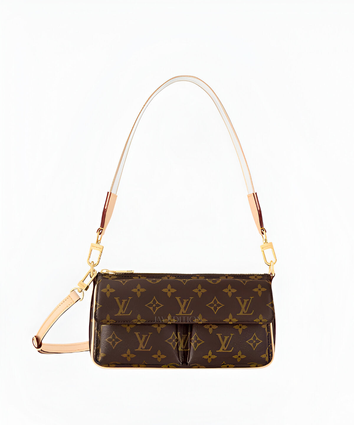 루이비통 비바시떼 숄더백 모노그램 캔버스와 직사각형 실루엣, 전면 포켓과 가죽 스트랩이 조화를 이루는 실용적인 숄더백