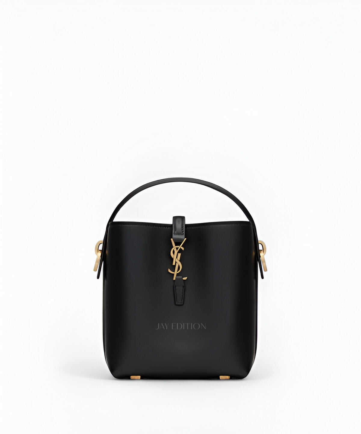 생로랑 LE 37 버킷백 미니 블랙 그레인드 카프스킨 드로스트링 클로저 골드 YSL 로고 디테일 미니멀한 버킷 실루엣