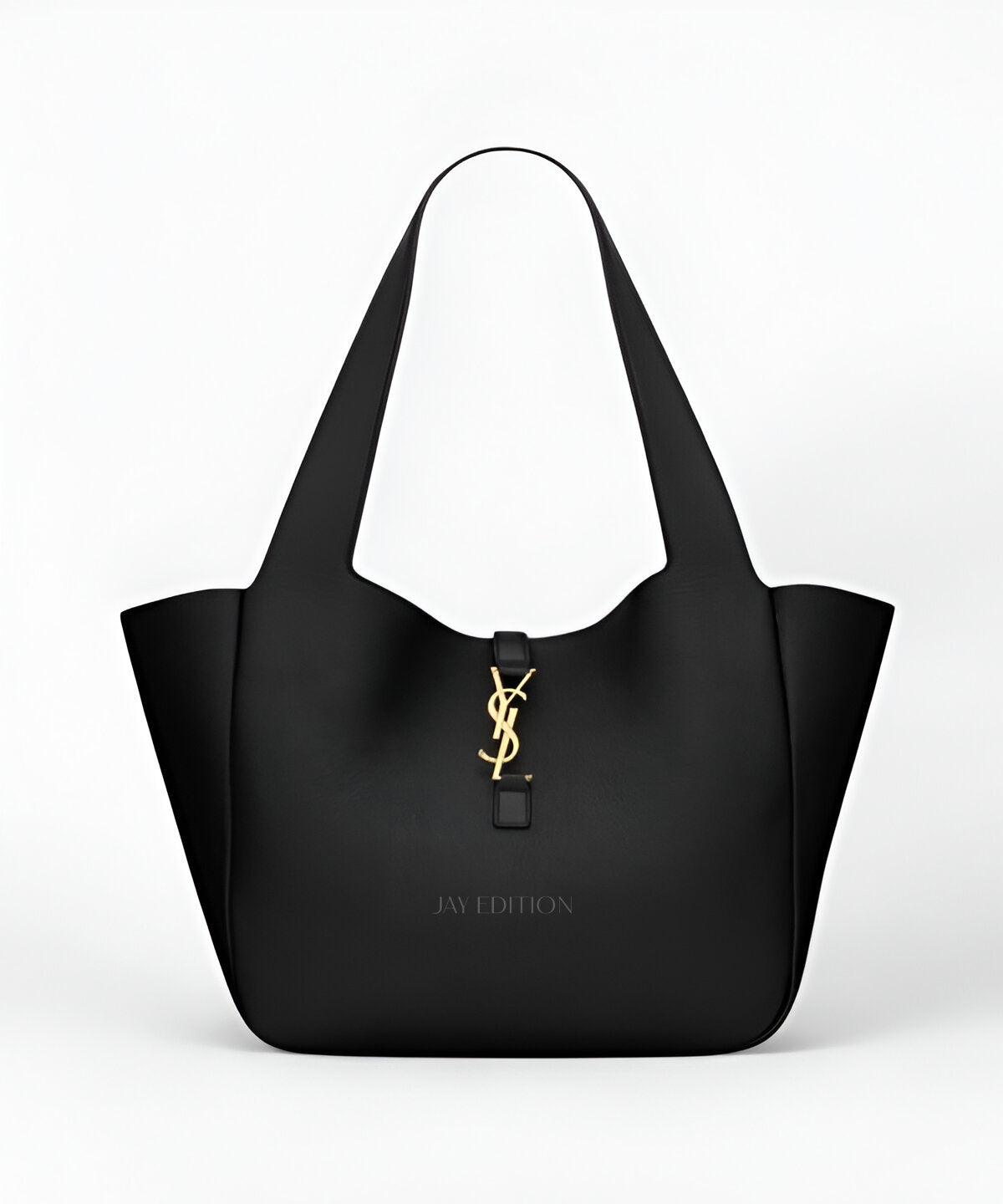 생로랑 LE 5À7 BEA 토트백 그레인 레더 블랙 그레인드 카프스킨 YSL 로고 메탈 디테일 탑 핸들 플랩 클로저 구조적인 실루엣