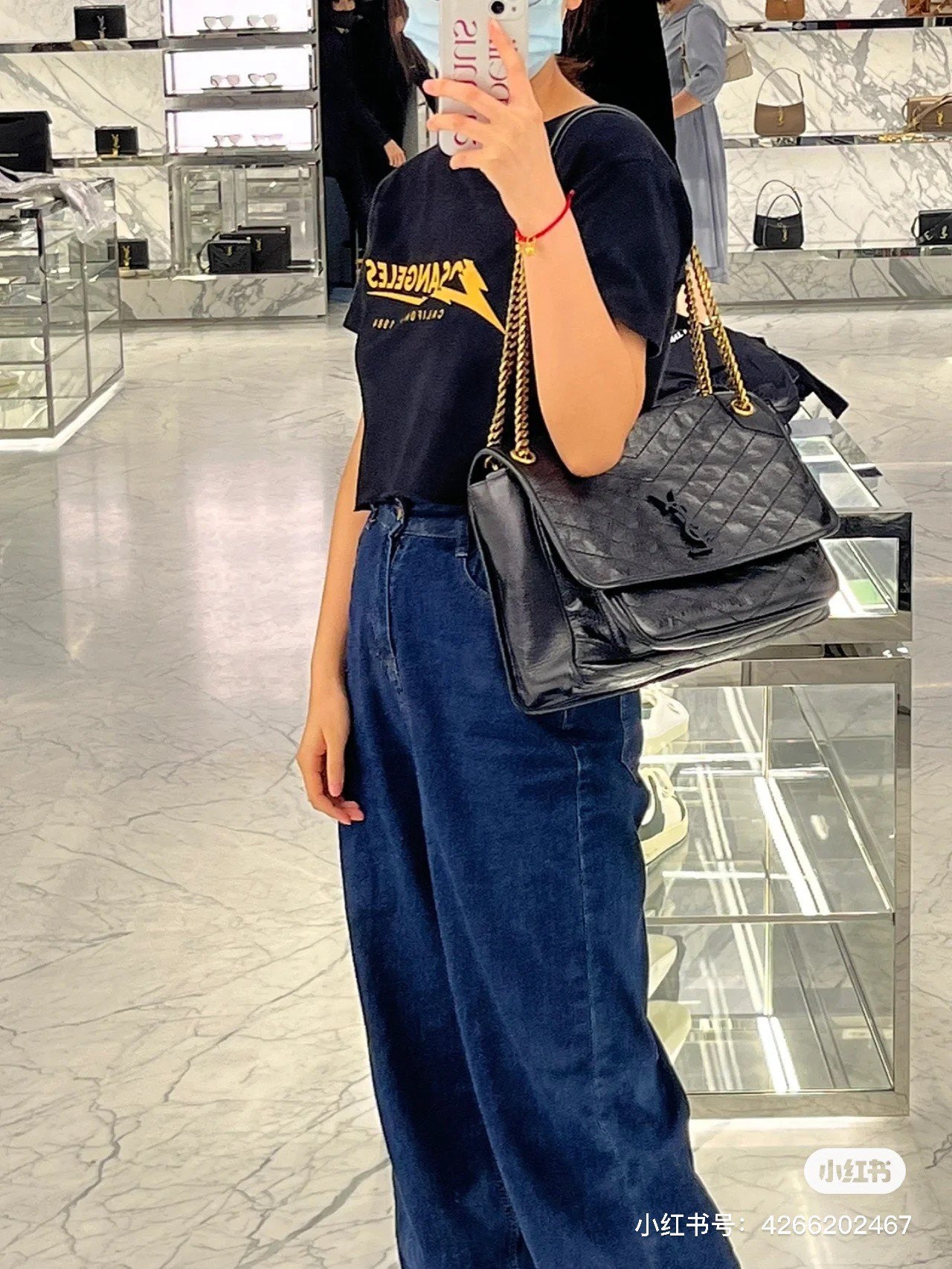 생로랑 니키백 미디움 빈티지 레더