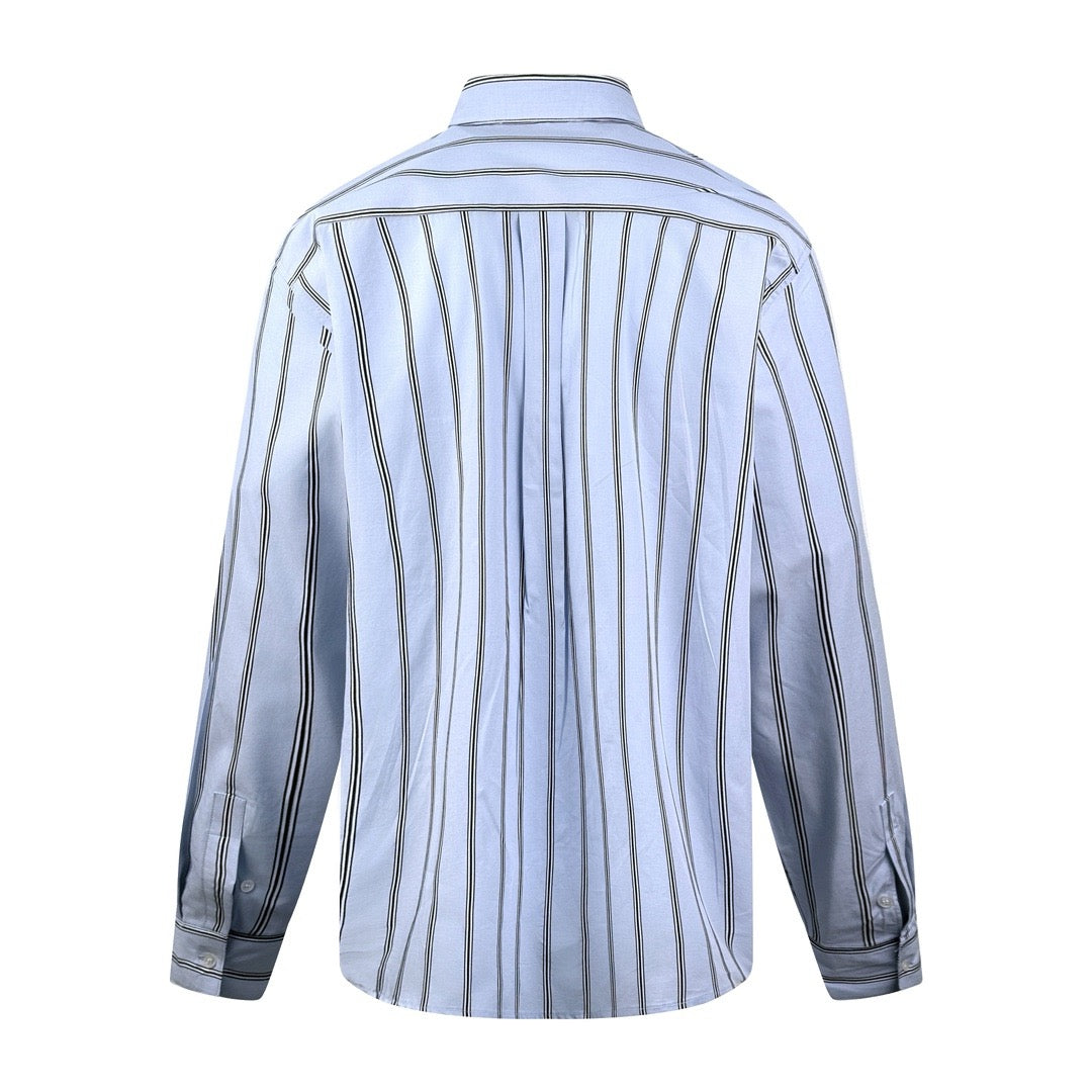 디올 로고 디테일 스트라이프 코튼 셔츠