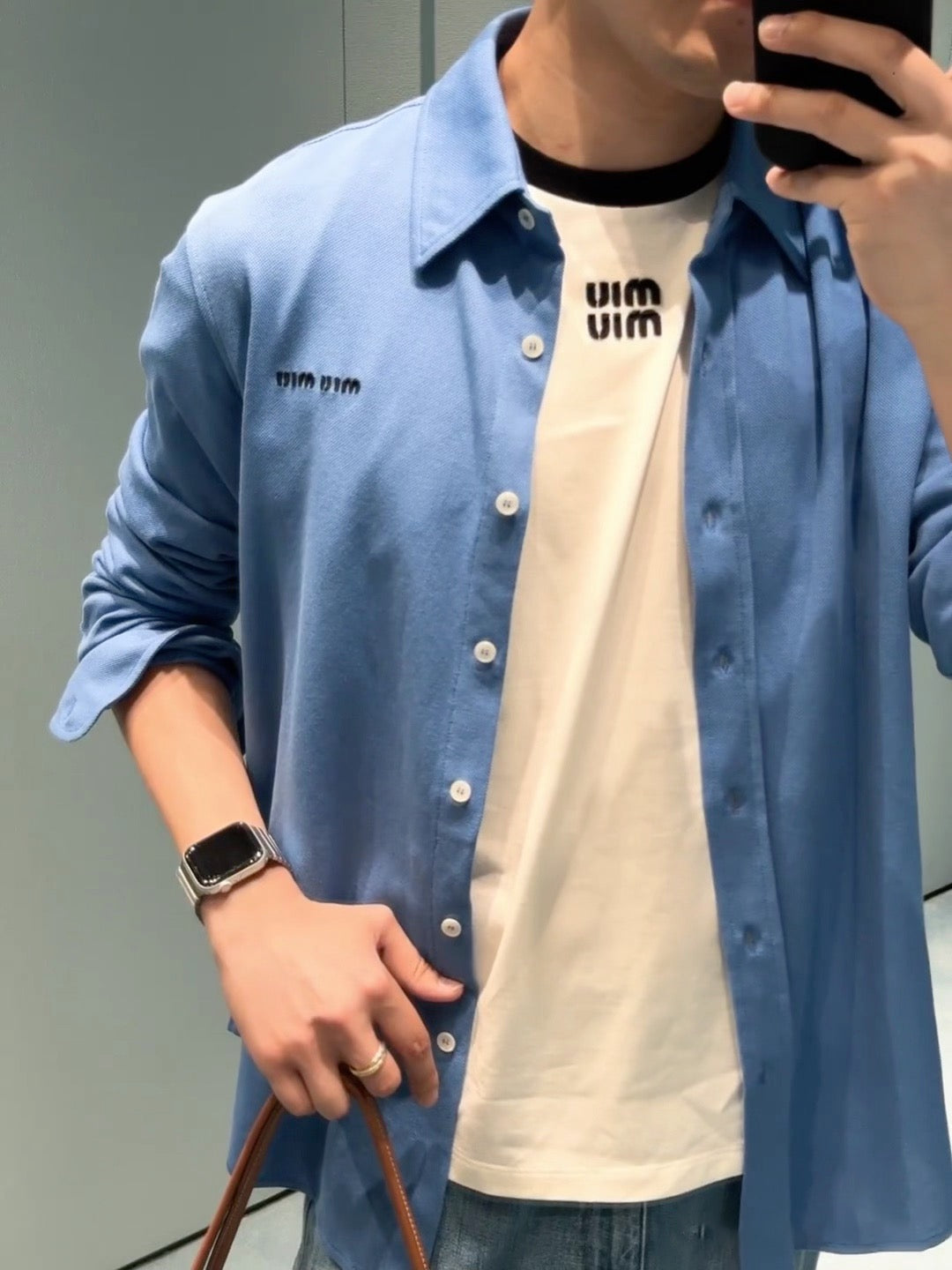 미우미우 코튼 피케 셔츠