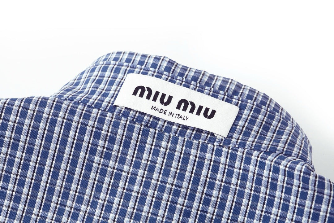 미우미우 체크 팝린 셔츠