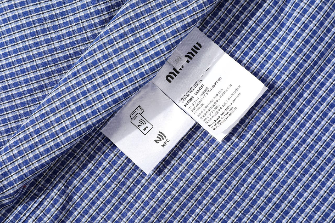 미우미우 체크 팝린 셔츠