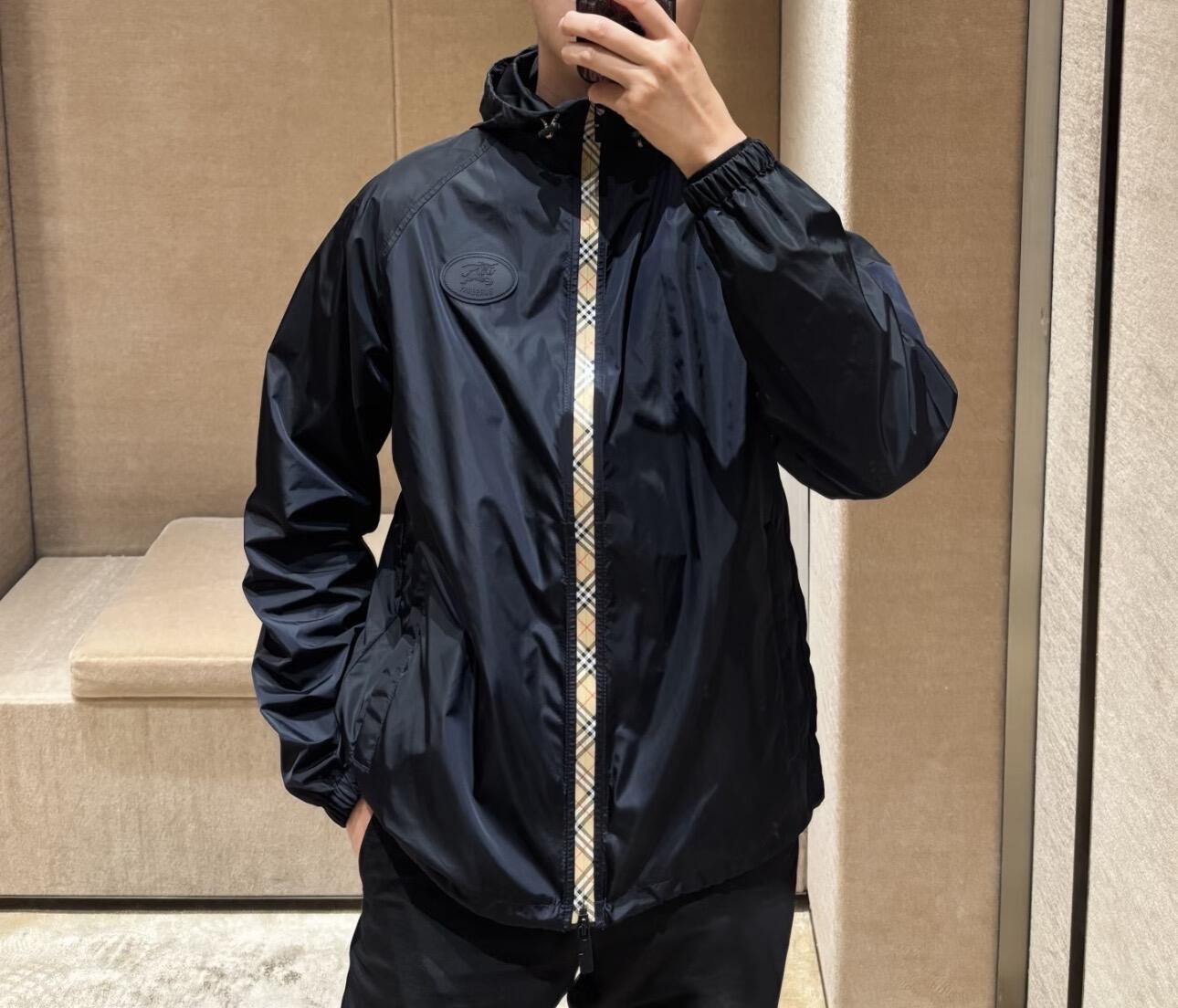 버버리 체커 테이프 나일론 후드 자켓