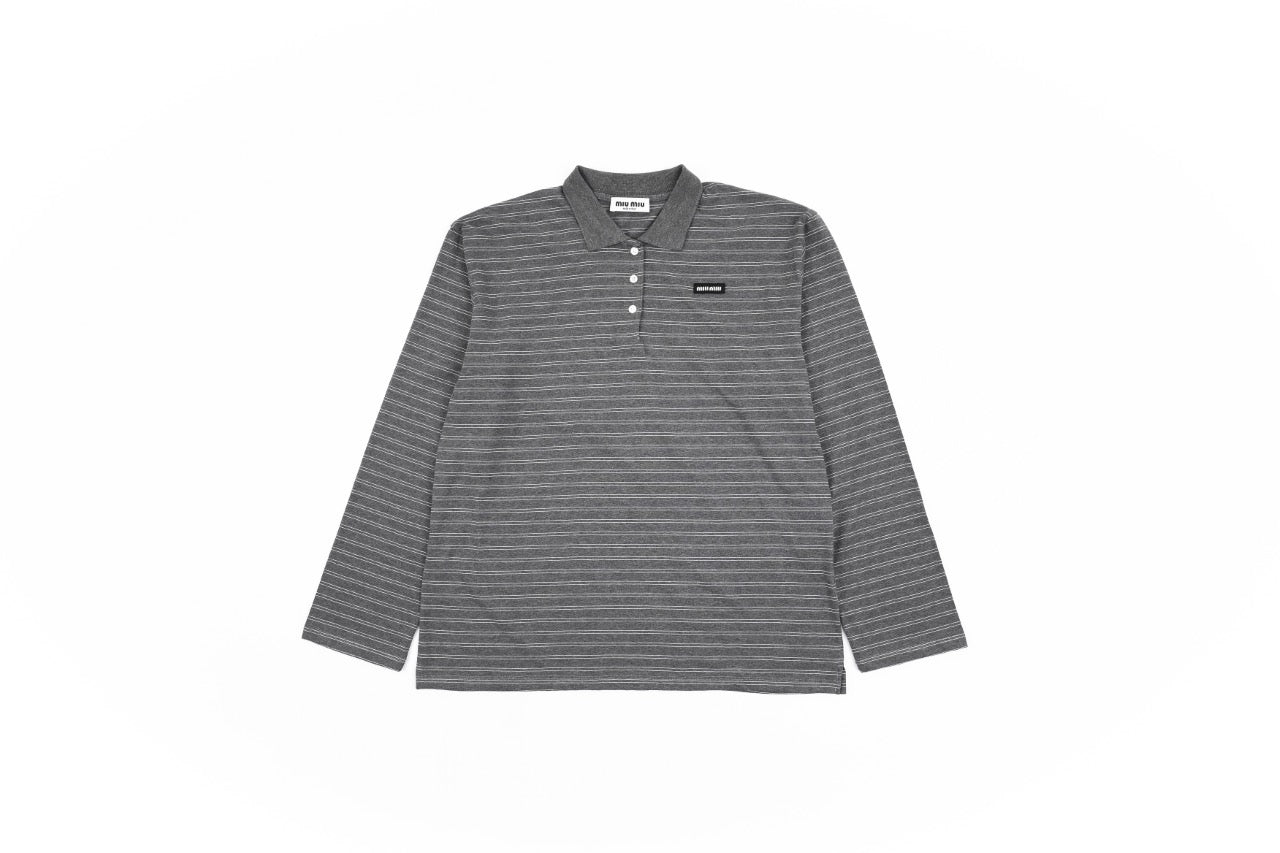 미우미우 코튼 저지 폴로 셔츠