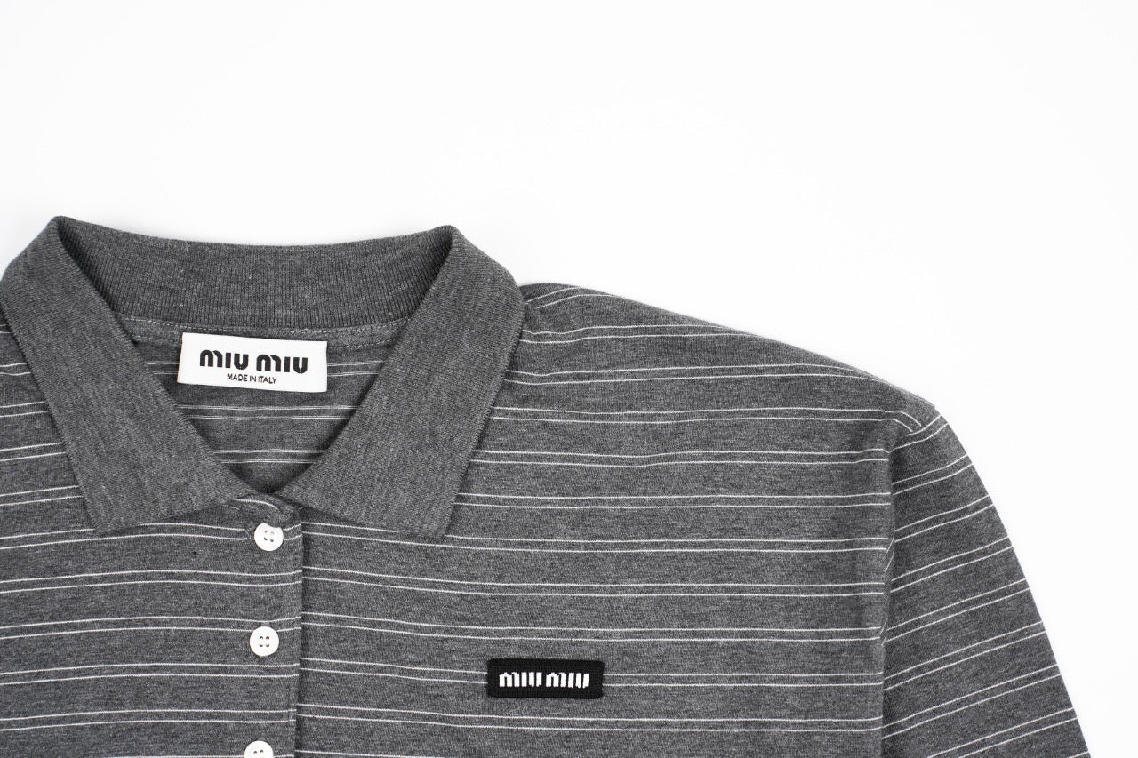 미우미우 코튼 저지 폴로 셔츠