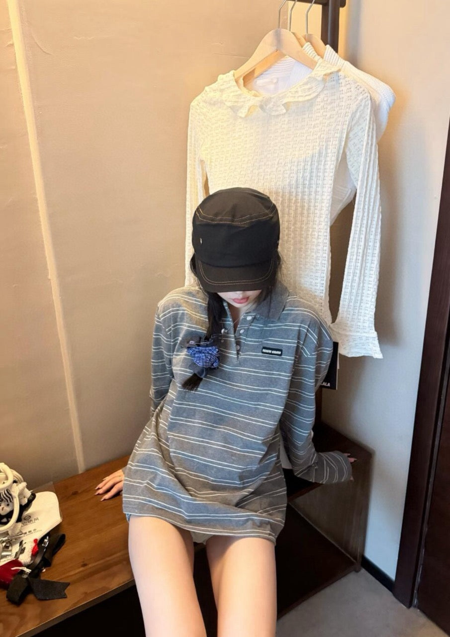 미우미우 코튼 저지 폴로 셔츠