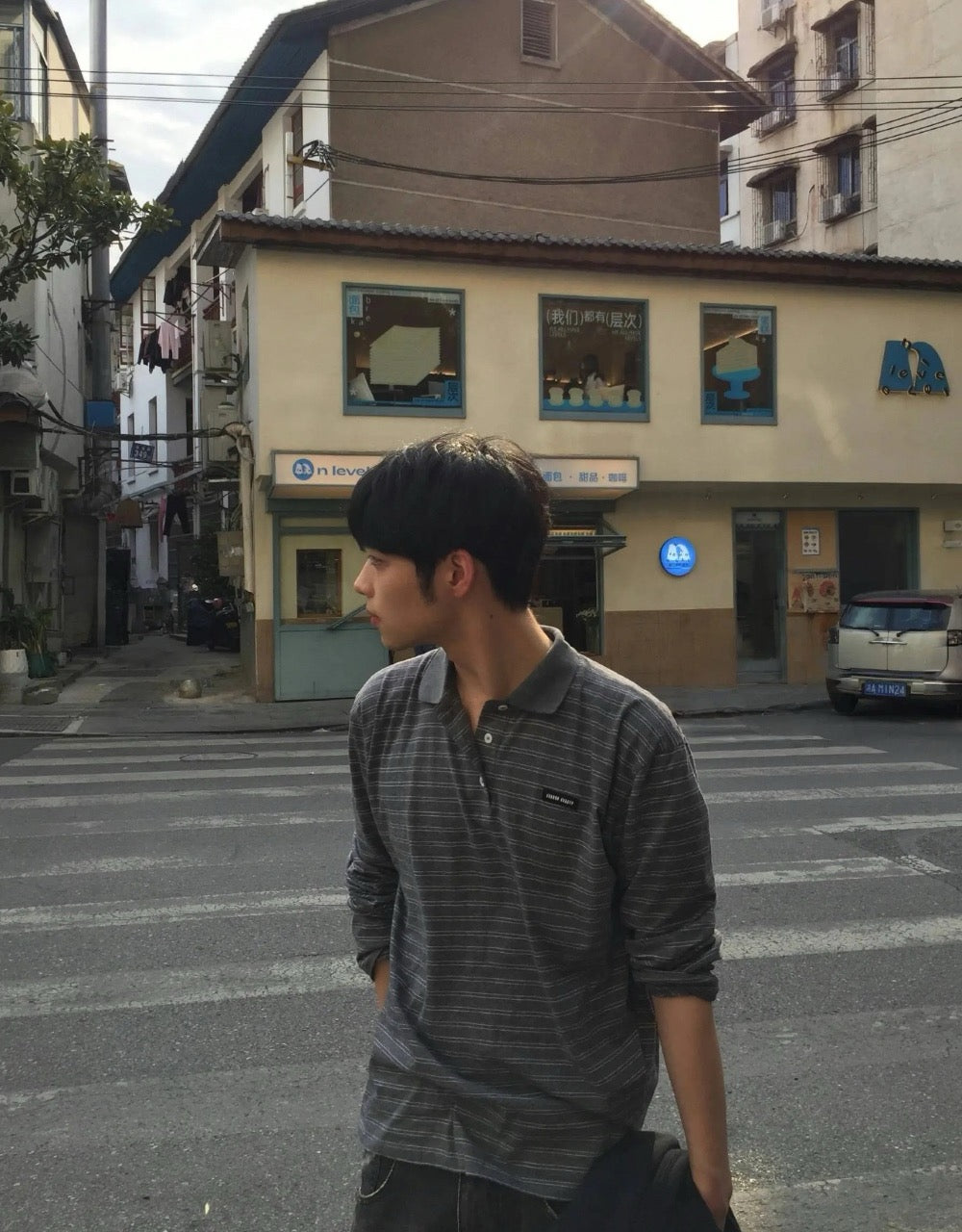 미우미우 코튼 저지 폴로 셔츠