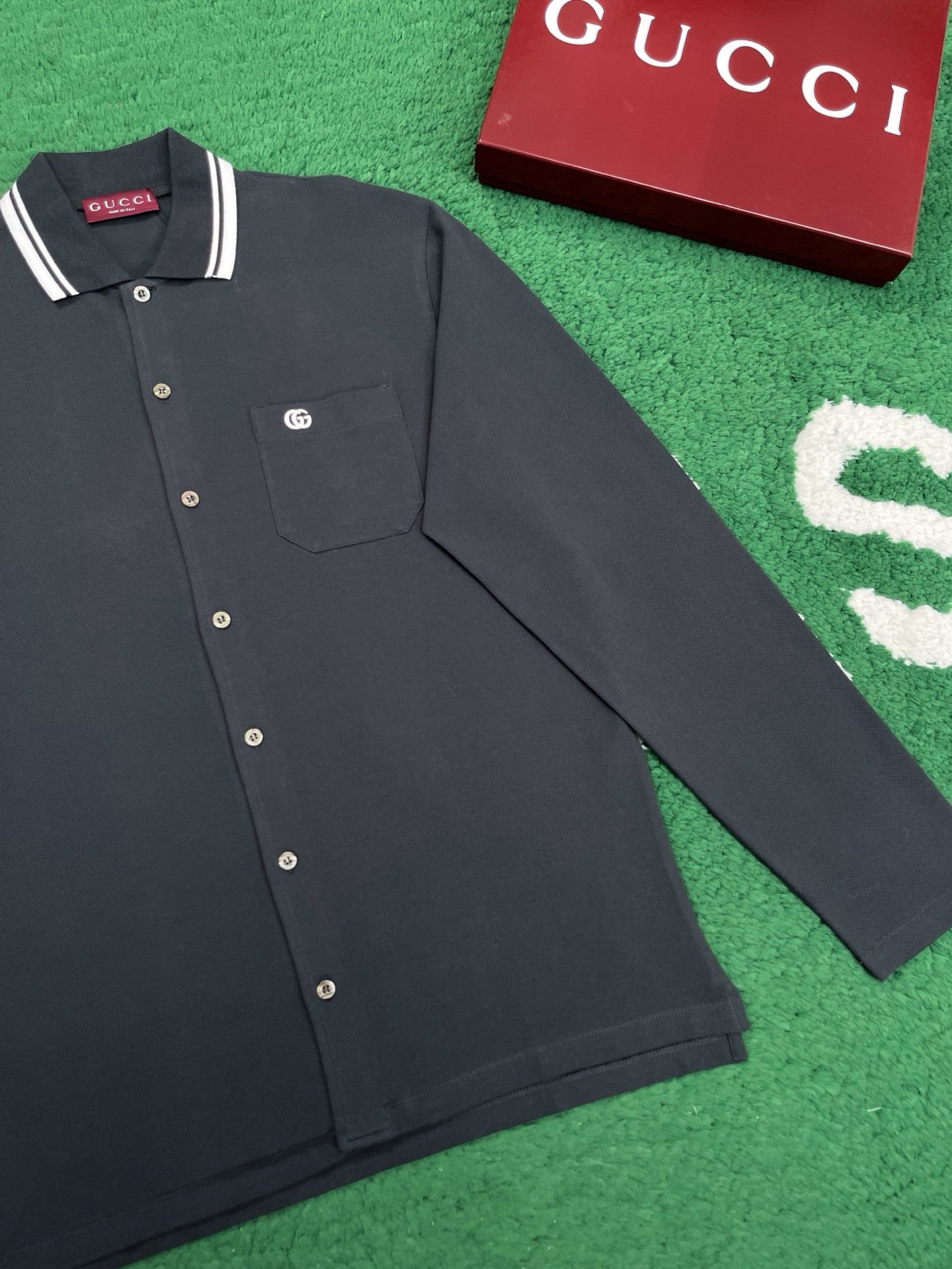 구찌 엠브로이더드 코튼 블렌드 폴로 셔츠