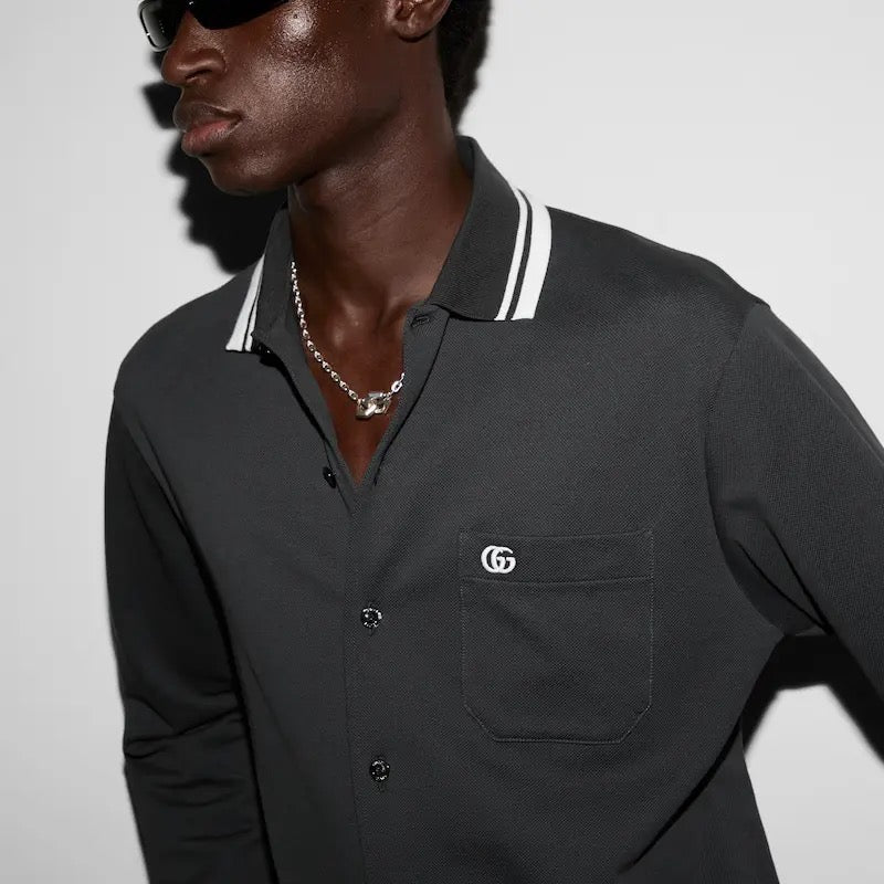 구찌 엠브로이더드 코튼 블렌드 폴로 셔츠