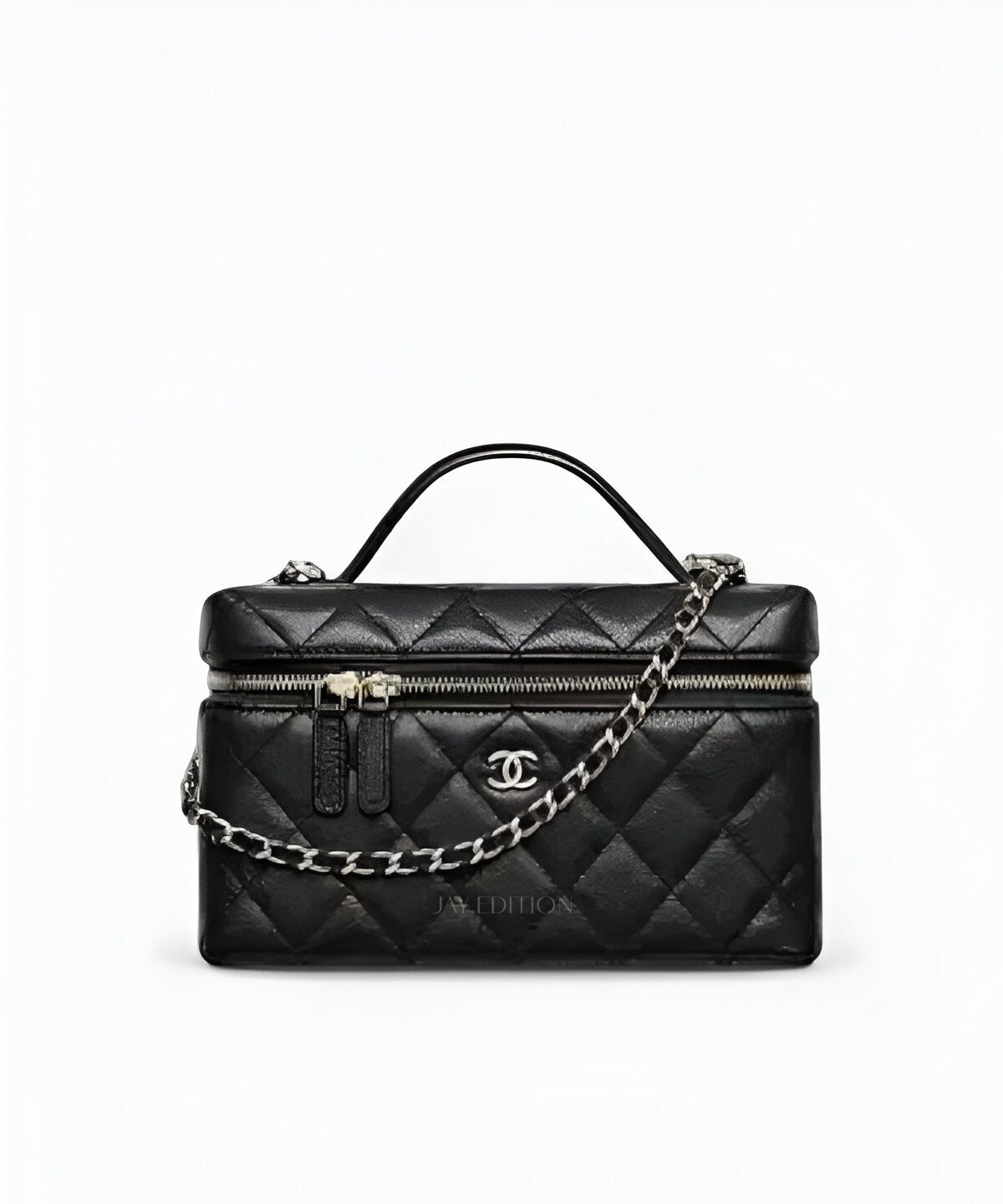샤넬 클래식 체인 베니티 탑핸들 백 퀼팅 가죽 체인 스트랩 탑핸들 디테일