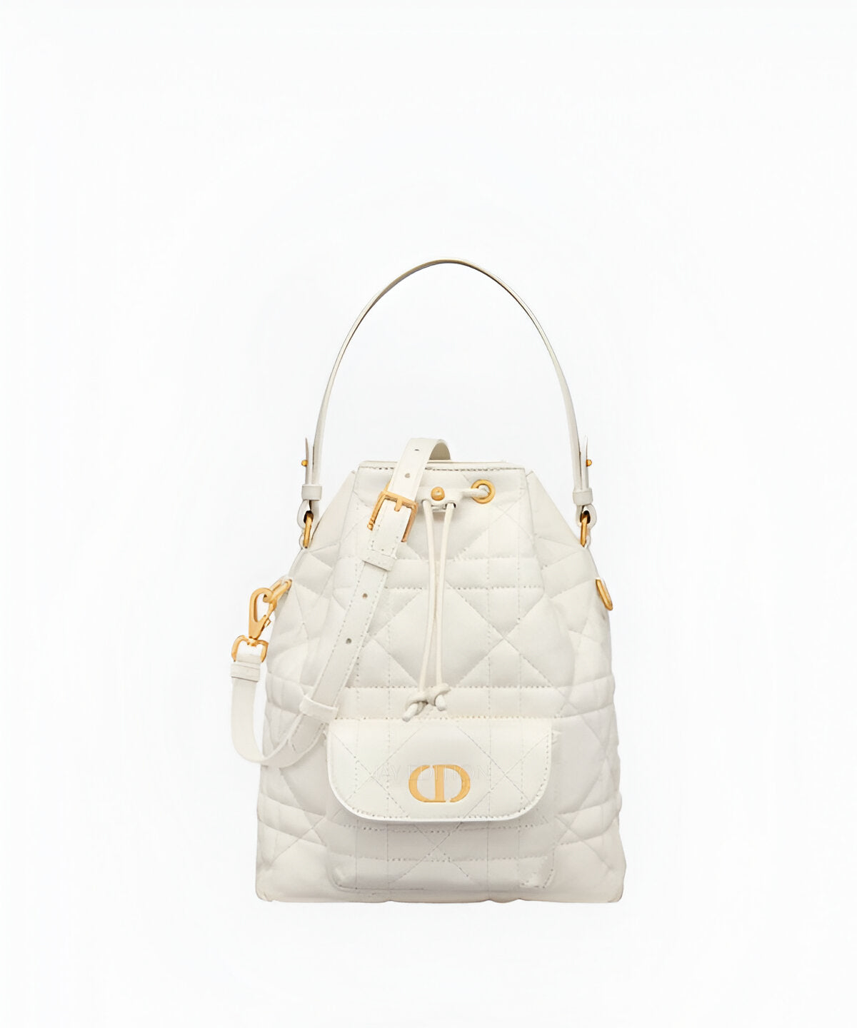 디올 카로 스몰 버킷백 카나쥬 퀼팅 디테일과 부드러운 곡선 실루엣의 디올 스몰 버킷백