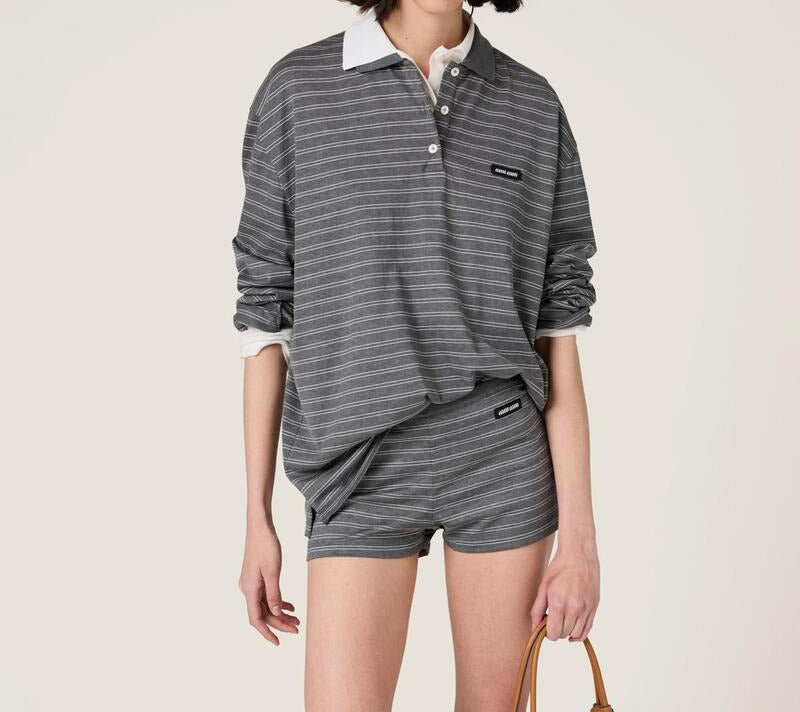 미우미우 코튼 저지 폴로 셔츠