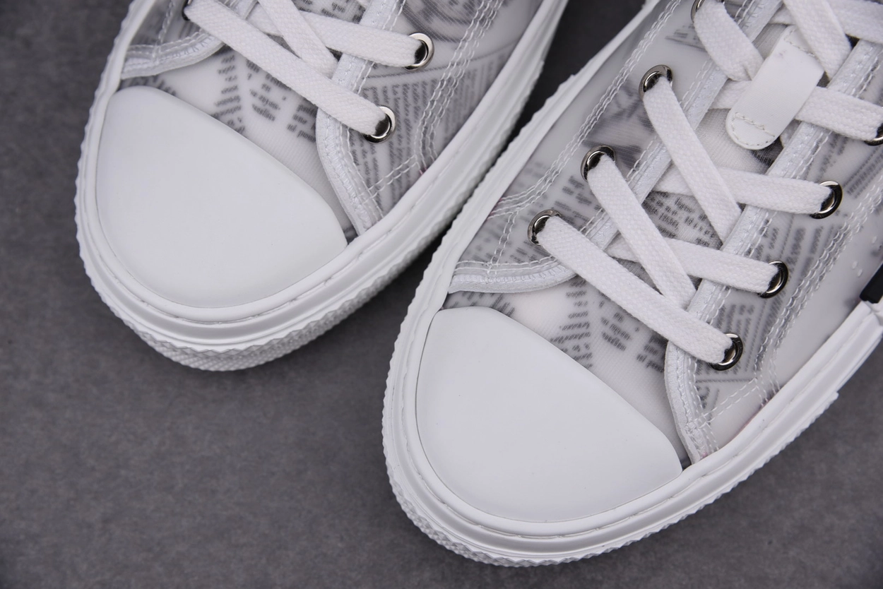 디올 x 다니엘 아샴 B23 로우탑 스니커즈 화이트 캔버스 뉴스프린트