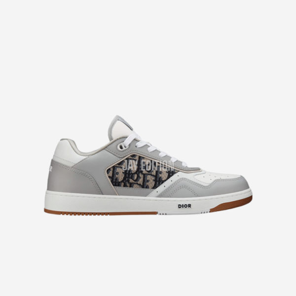 디올 오블리크 자카드 텍스타일과 화이트 가죽 패널이 결합된 B27 업타운 로우탑 스니커즈