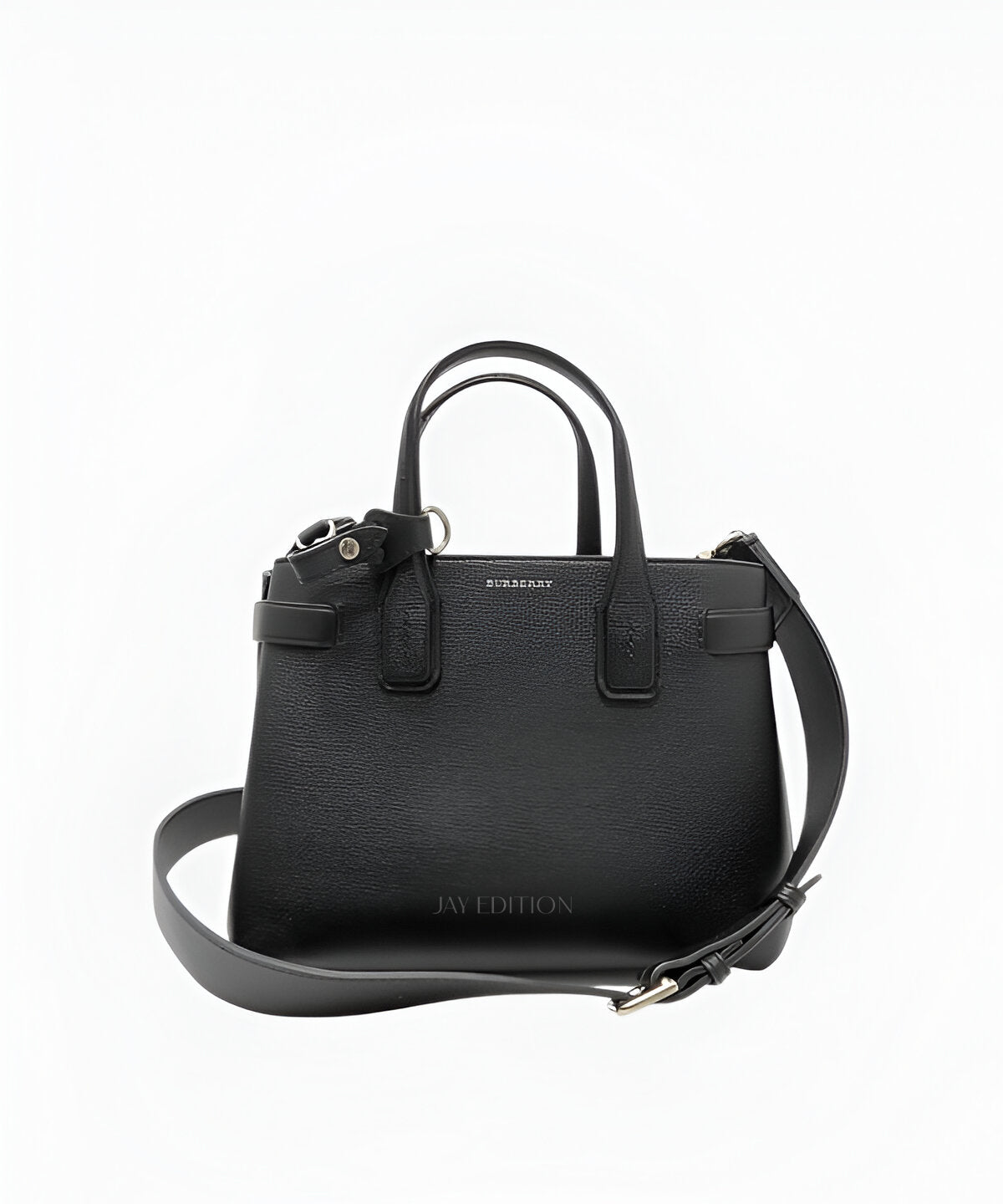 버버리 배너 레더 빈티지 체크백 사이드 체크 패널과 가죽 바디 디테일