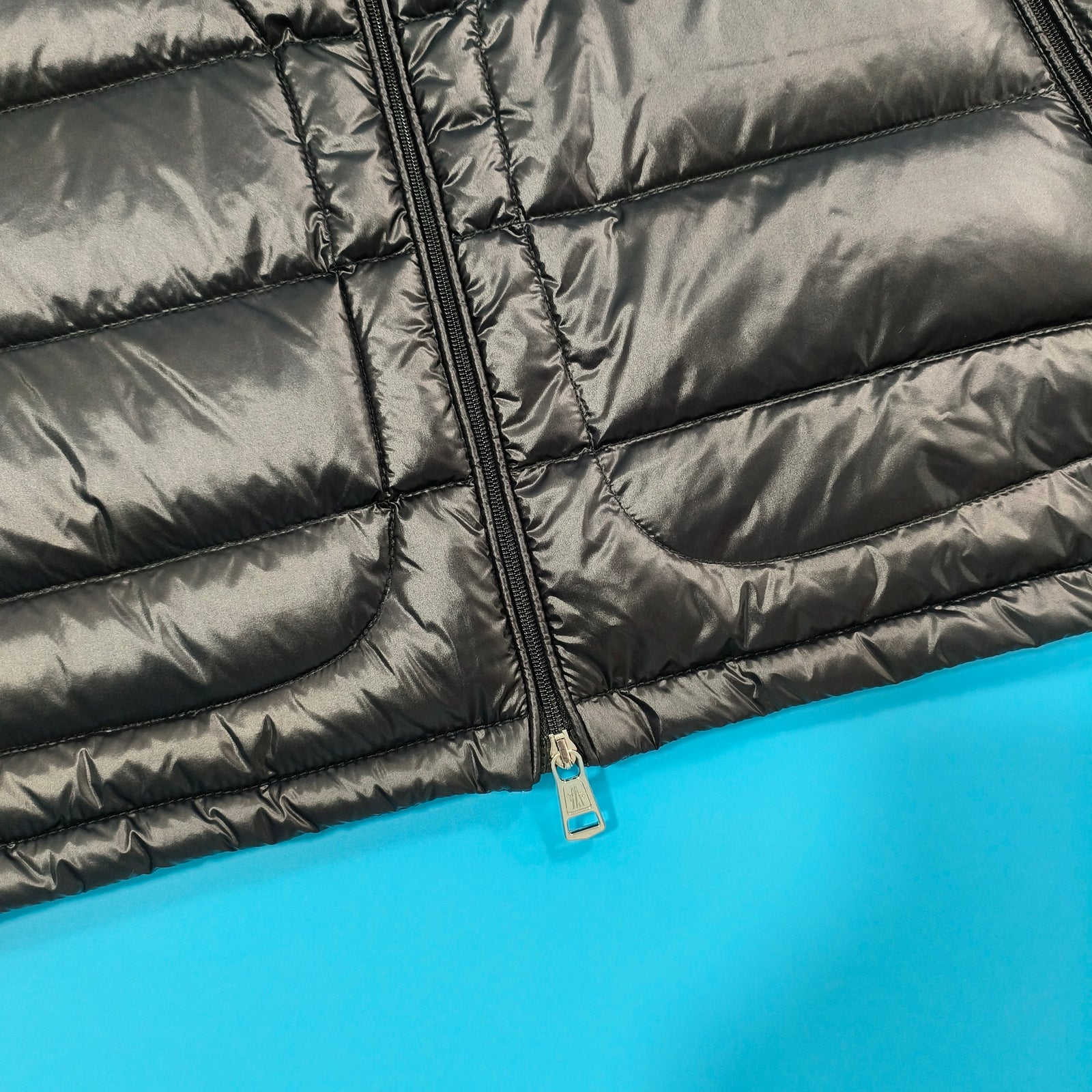 트리콧 로고 패딩 울 집업 가디건