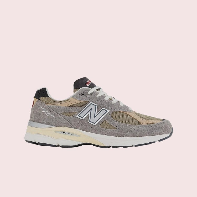 뉴발란스 990v3 메이드 인 USA 마블헤드 인센스, 그레이와 베이지 컬러의 조화, 프리미엄 소재를 활용한 감성적인 디테일