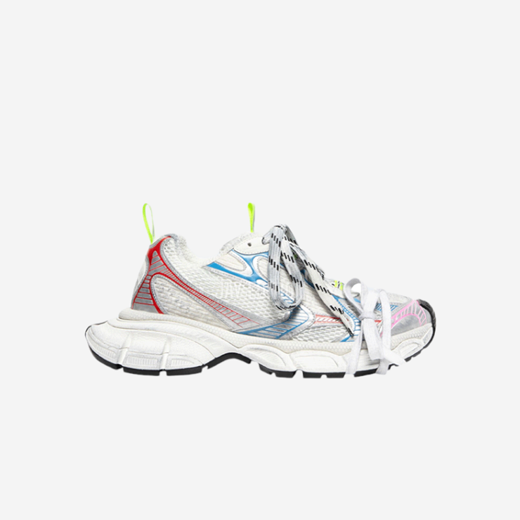 발렌시아가 3XL 화이트 레드 블루 스니커즈 트리컬러 청키 러버 솔 오버사이즈 스니커즈