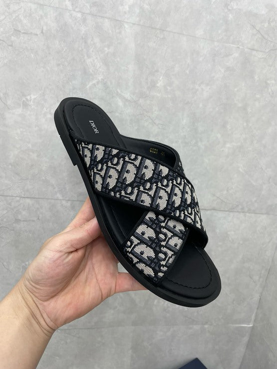 디올 알리아스 샌들 오블리크 자카드