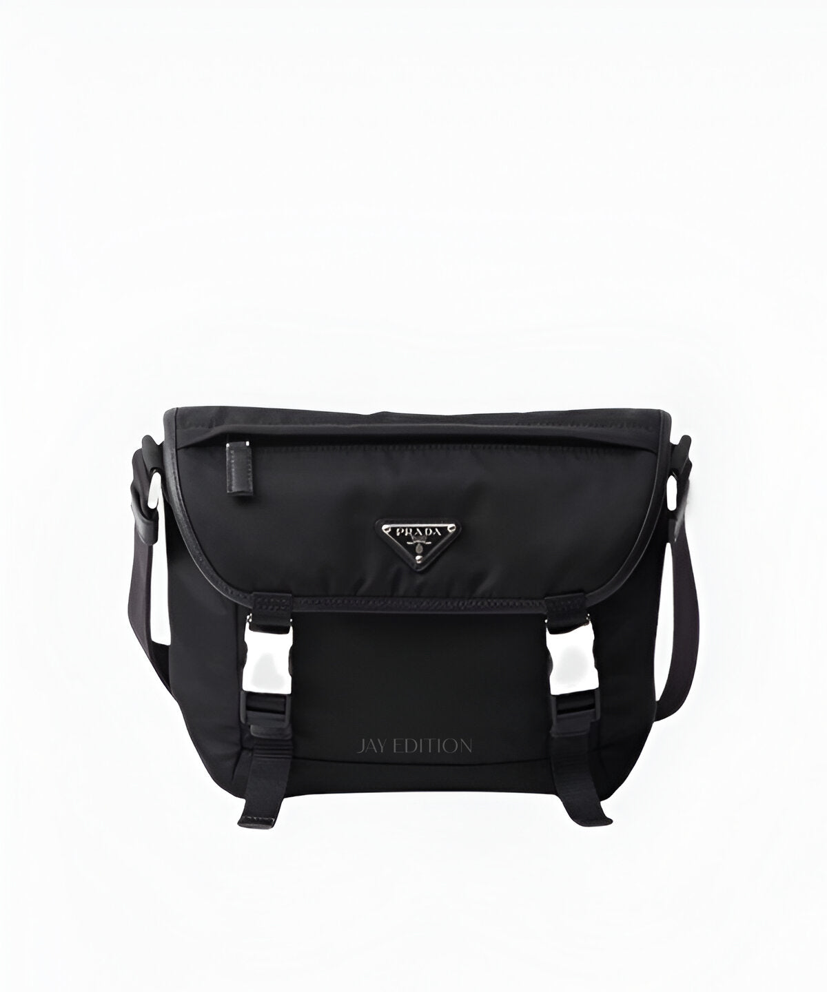 프라다 리나일론 숄더백 블랙 컬러 삼각 로고 조절형 스트랩 디자인