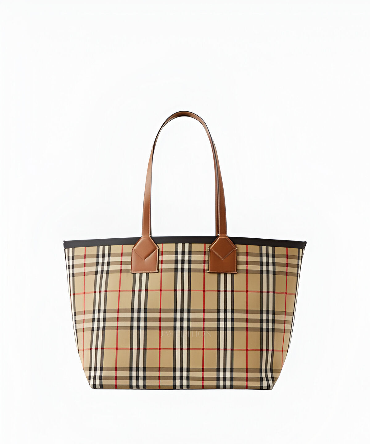 버버리 미디움 런던 토트백 송아지 가죽과 음각 로고 디테일