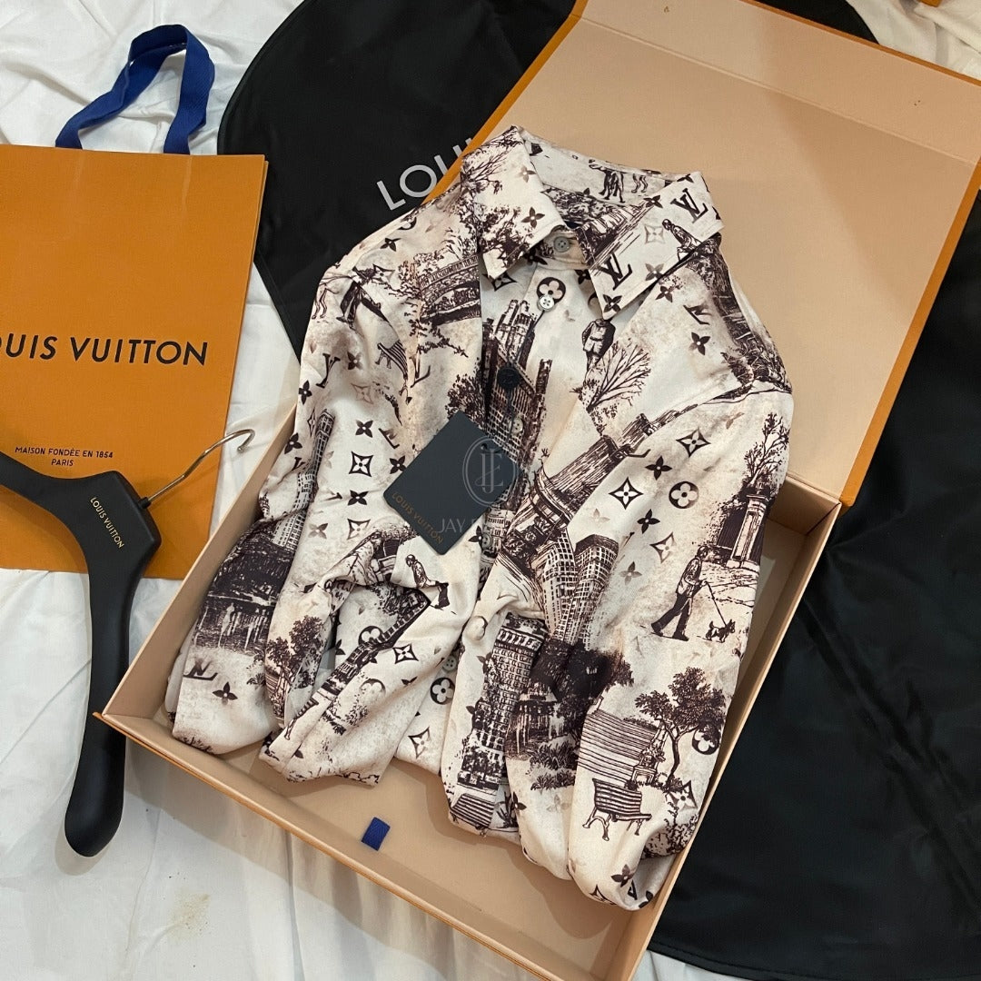 루이비통 롱슬리브 실크 셔츠 베쥬