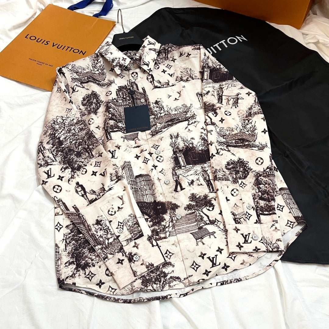 루이비통 롱슬리브 실크 셔츠 베쥬