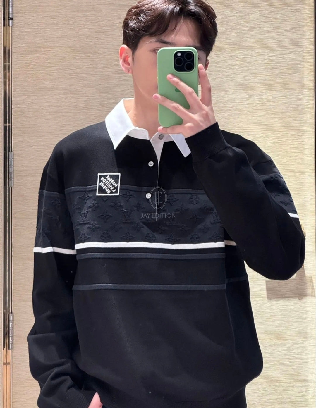 루이비통 모노그램 자카드 롱 슬리브 폴로 셔츠