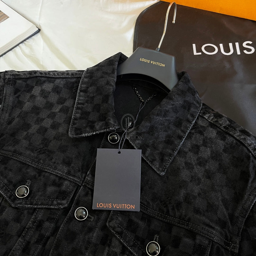 루이비통 플록드 다미에 데님 드러커 자켓