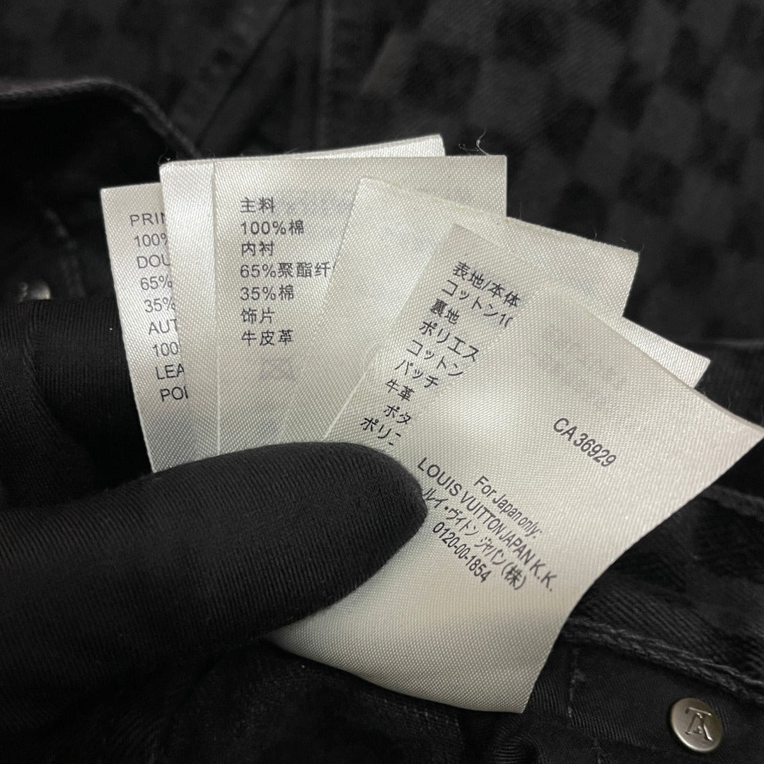 루이비통 플록드 다미에 데님 와이드 레그 팬츠