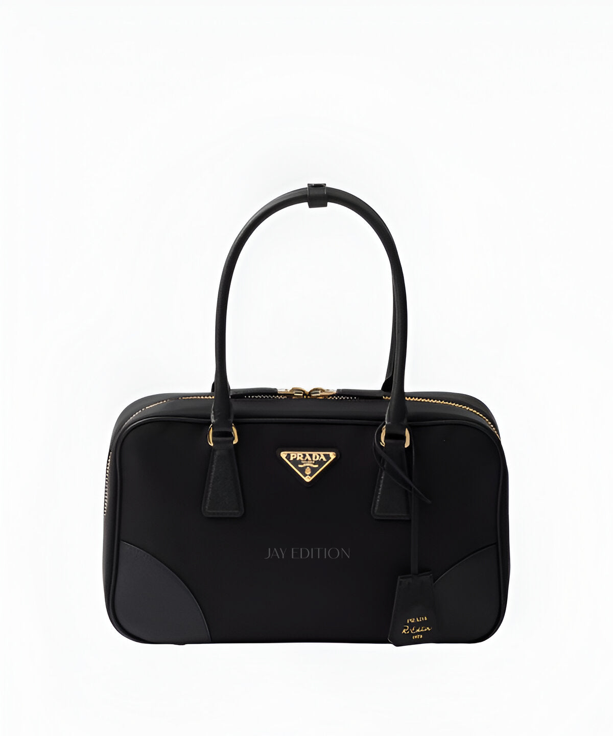 프라다 리에디션 1978 토트백 미디움 블랙 컬러 리나일론 소재 삼각 로고 디테일