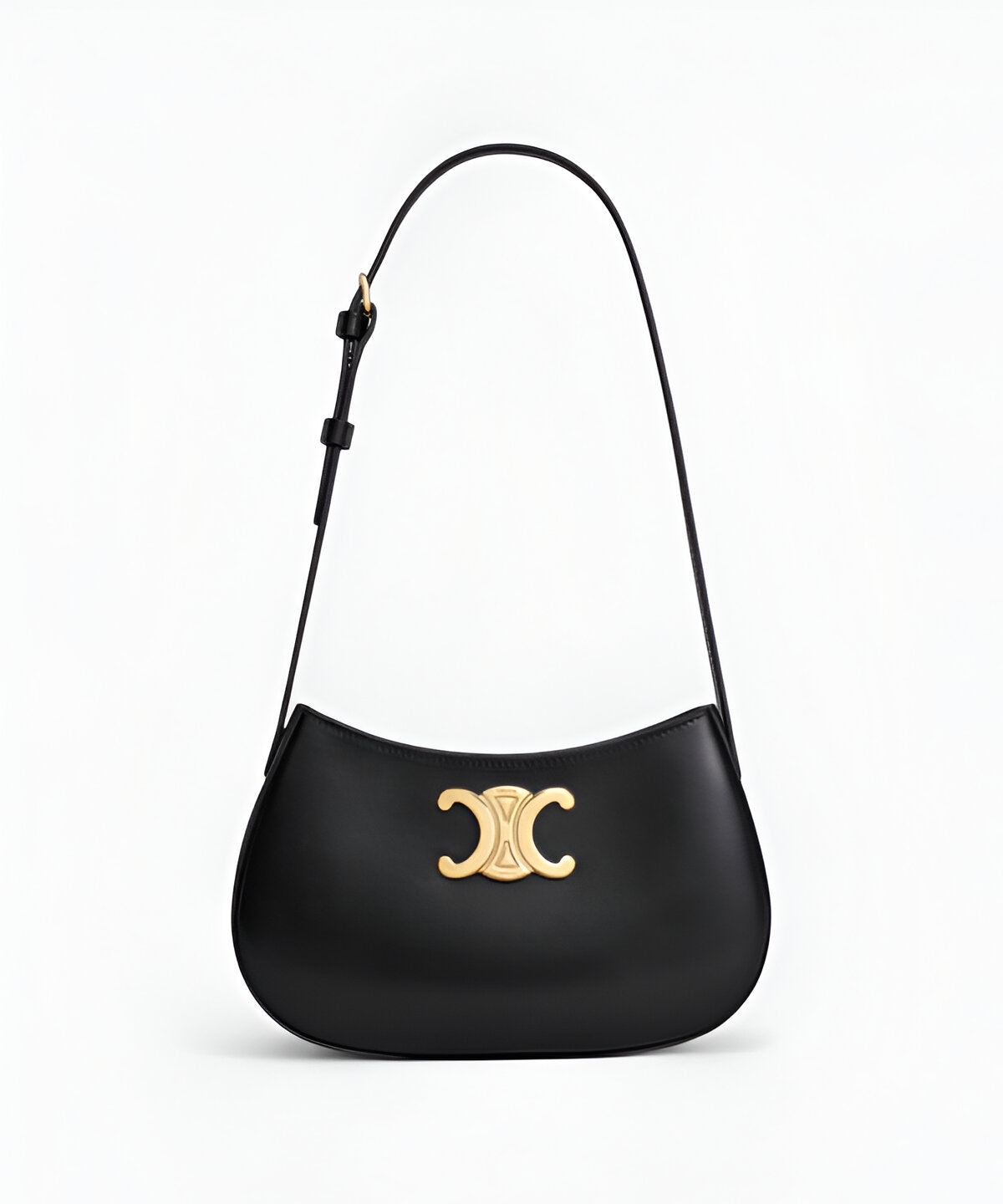 셀린느 틸리 숄더백 미디움 카프스킨 가죽 플랩백 골드 메탈 클로저 조절 가능한 숄더 스트랩